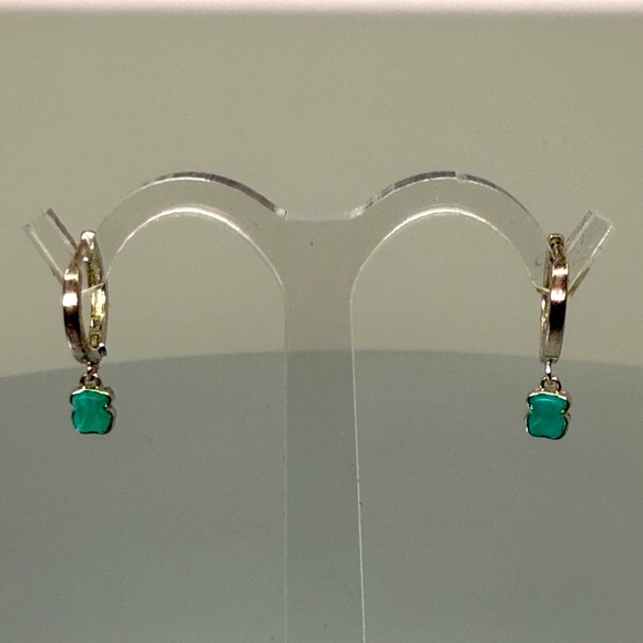 Tous Silver Earrings with Teal Accents - Picture 1 of 4